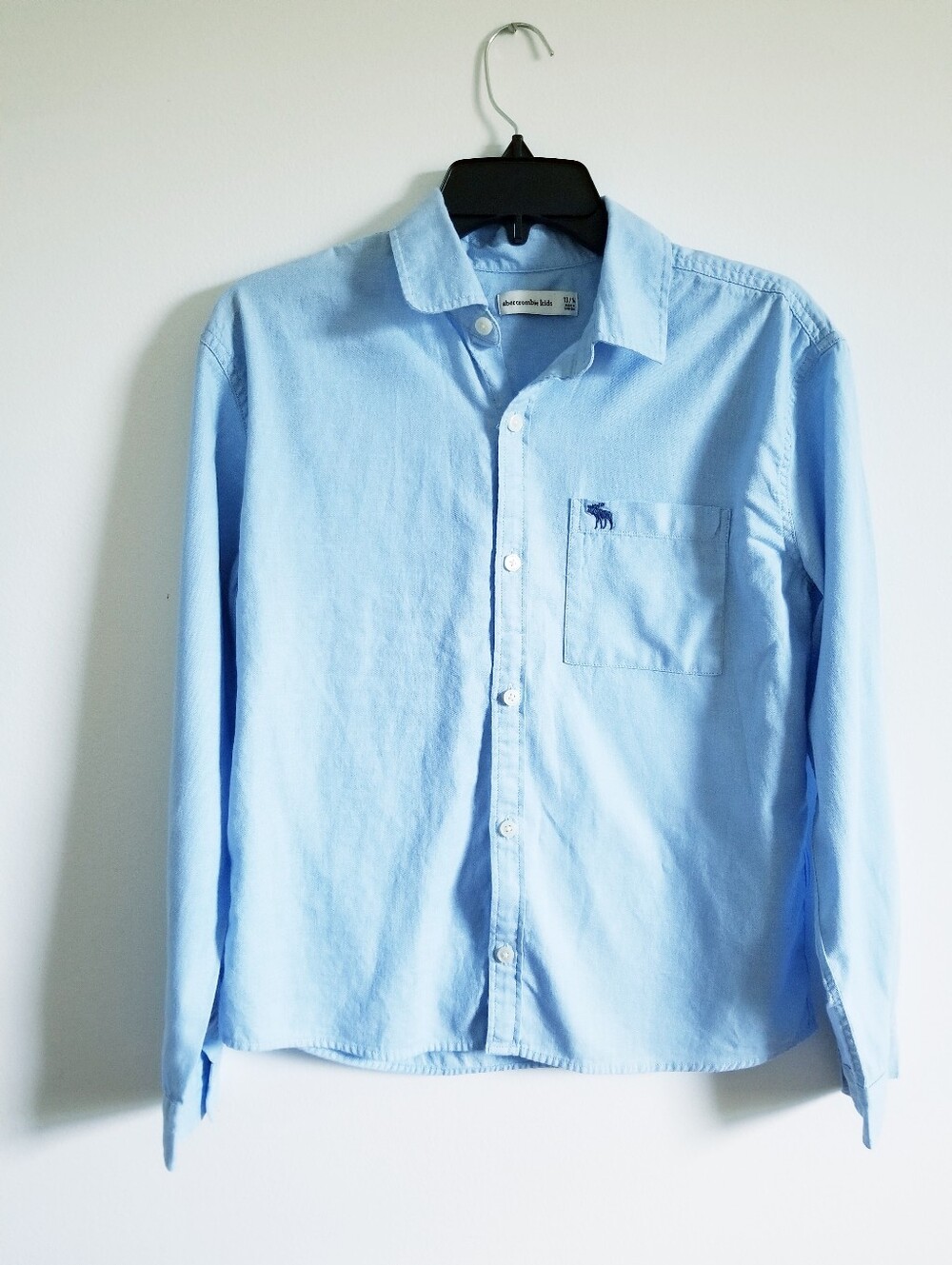 Abercrombie Light Blue Kid's Oxford  Button Down Shirt with Chest Pocket